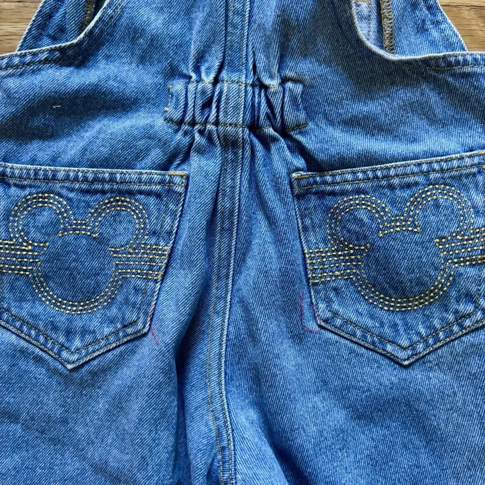 Vintage‎ Disney Mickey & Minnie Mouse Kids Denim Overalls 2T Toddler 90s Flowers